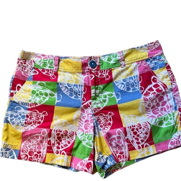 Lilly Pulitzer Callahan Rollin’ Turtles Patchwork Shorts Size 0 - Picture 10 of 10
